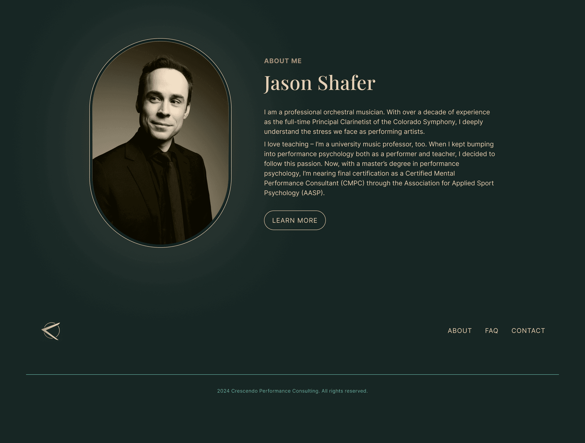 Screenshot of the Crescendo website