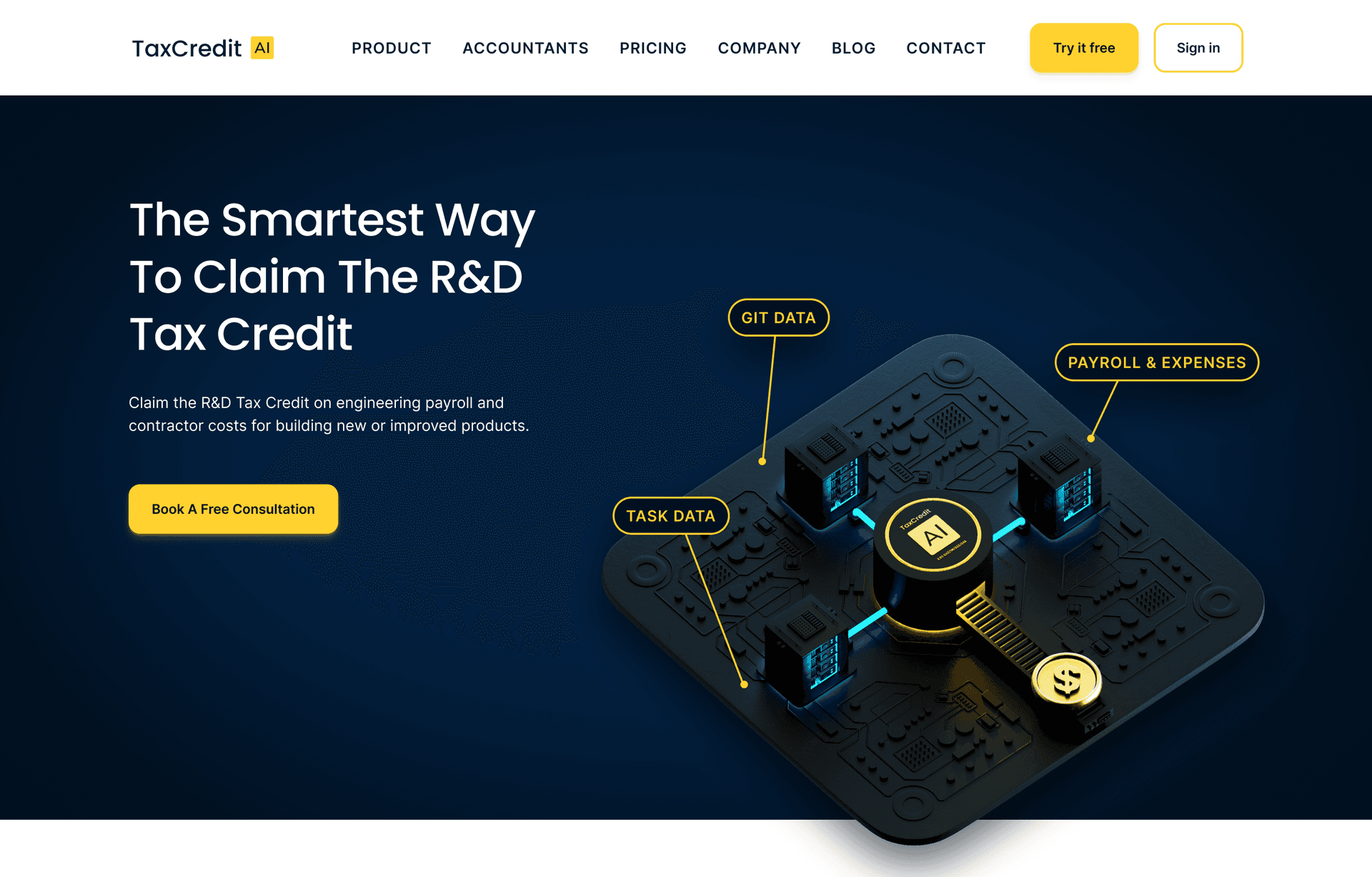 Screenshot of the TaxCredit.ai website
