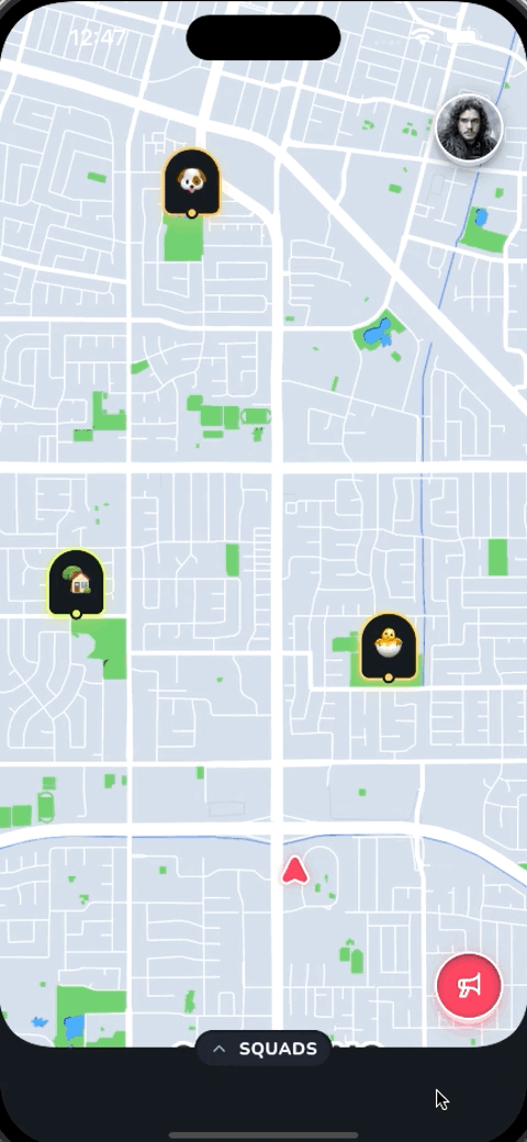 GIF of the Tinytown app showing how to create Shouts