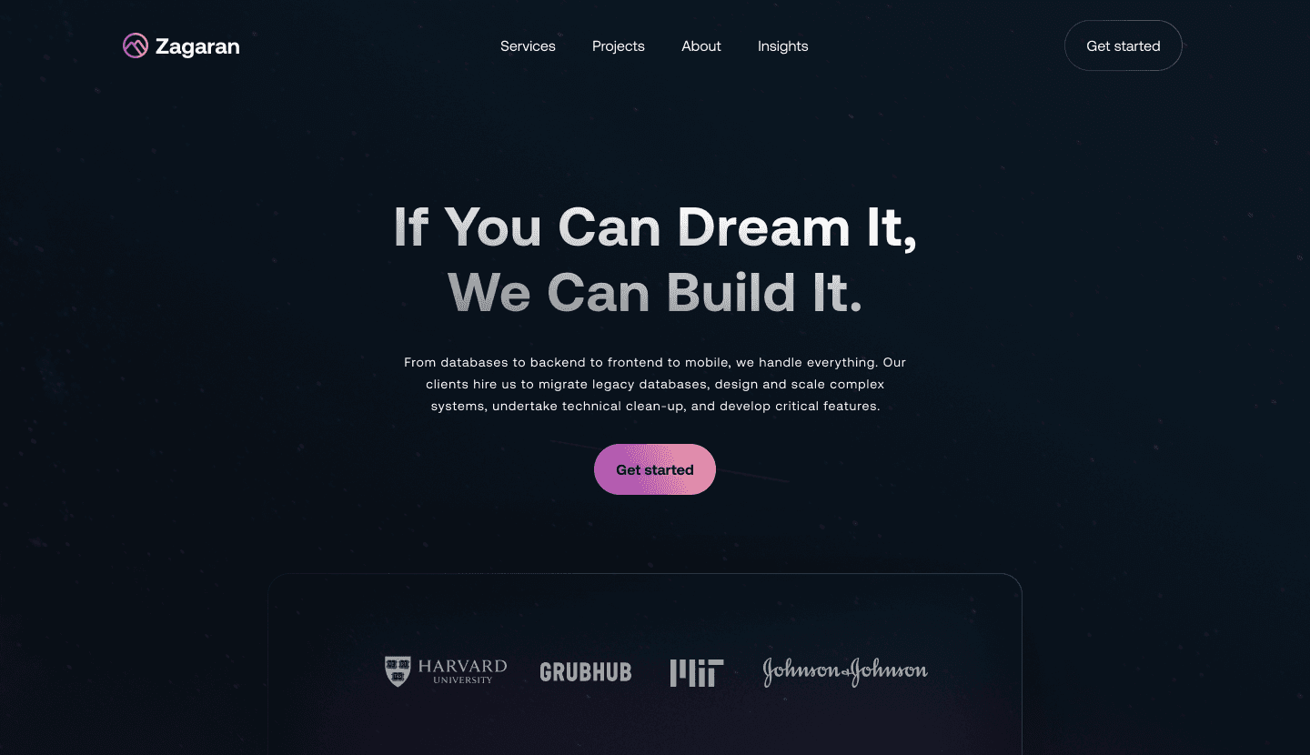 Mockup of potential art direction for Zagaran website