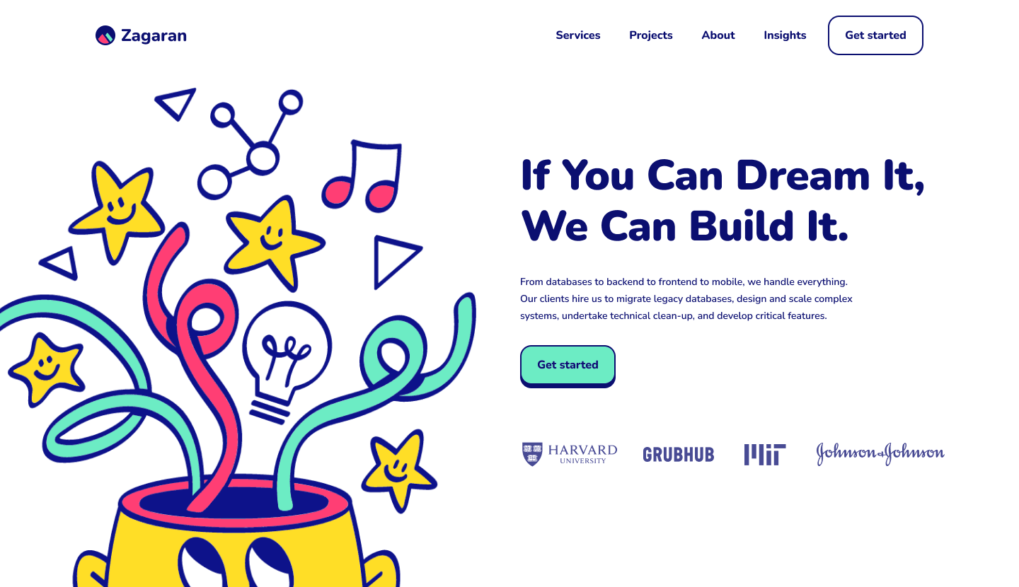 Mockup of potential art direction for Zagaran website