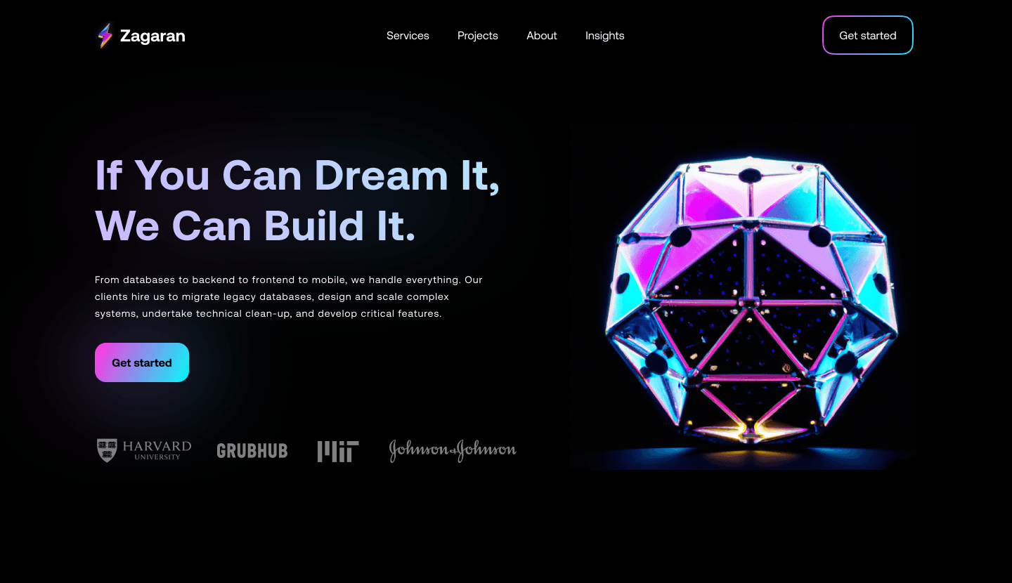 Mockup of potential art direction for Zagaran website